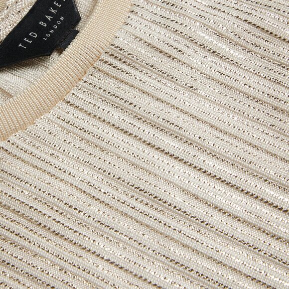 Ted Baker KATRINO Ribbed Metallic T-Shirt Size 3 - Picture 6 of 8